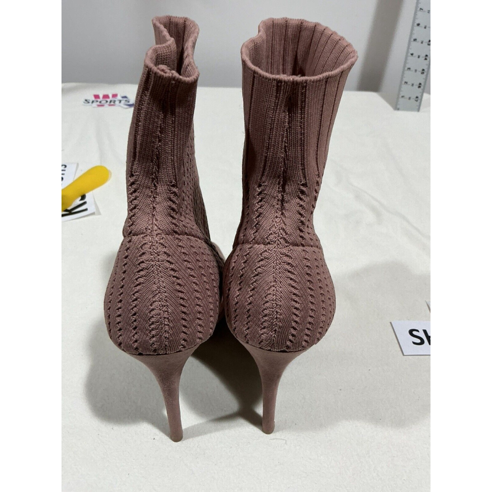 Woman’s Ruge Royals Pink Suede Stretch Fabric Ankle Boots 9m Peep Toe Heels - Picture 5 of 9